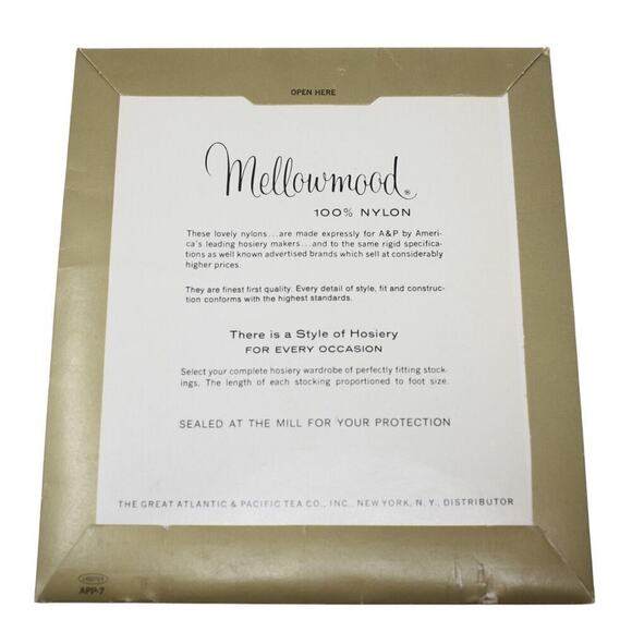 Vintage Nylon Stockings Original Package Mellowmood 1 Pair Beige Sz 9 - Hey Viv - Picture 2 of 4